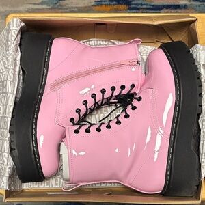 Steve Madden Pink Patent Combat Boots